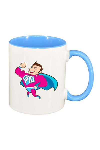 INOVATIX Personalized white mug, Super Dad, blue interior, D982, INOVATIX®. 330ml