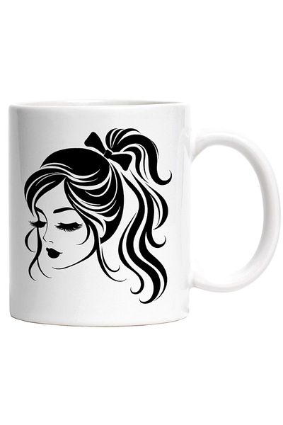 INOVATIX Personalized white mug, beautiful girl - long hair, INOVATIX®. 330ml