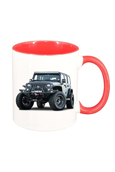 INOVATIX Cana alba personalizata, Jeep, interior rosu, D20, INOVATIX®. 330ml