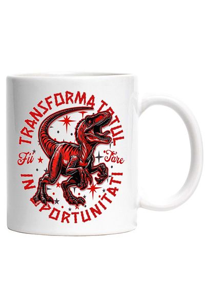 INOVATIX Personalized white mug, Transform Everything into Opportunities - Dinosaur, INOVATIX®. 330ml