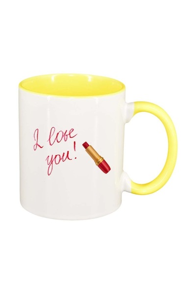 INOVATIX Cana alba personalizata, Love, interior galben, D394, INOVATIX®. 330ml