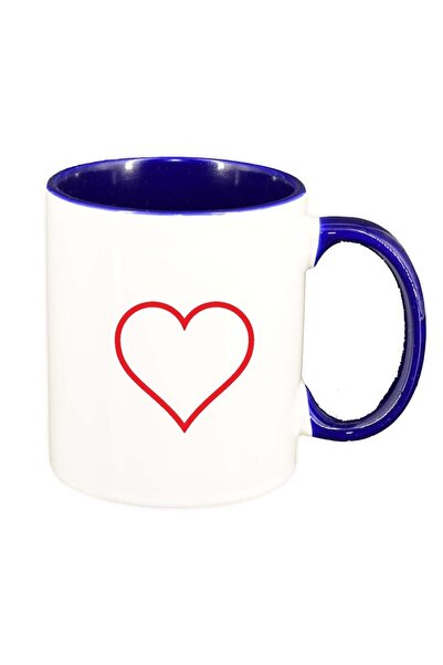 INOVATIX Cana alba personalizata, Love, interior albastru inchis, D326, INOVA...