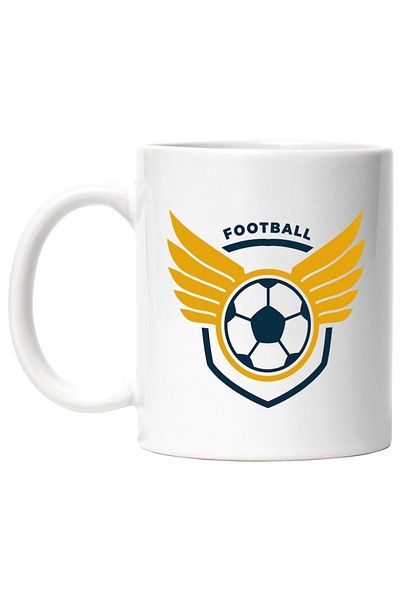 INOVATIX Personalized white mug, Message in English Football, Emblem, Ball, Wings, Sport, INOVATIX®. 330ml