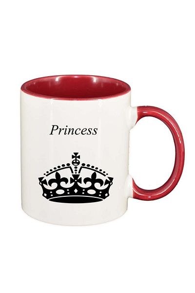 INOVATIX Personalized white mug, Princess, red interior, D914, INOVATIX®. 330ml