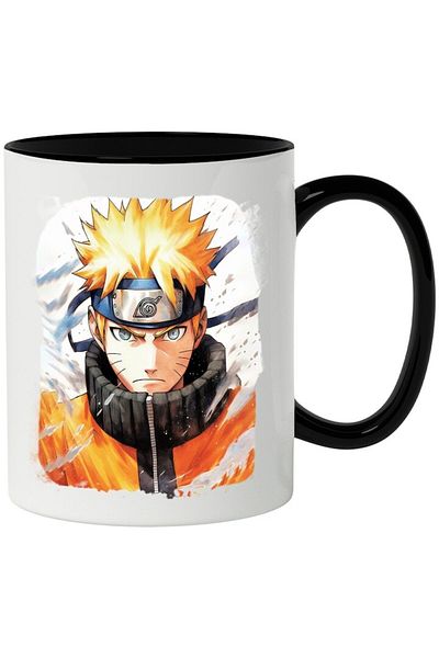 INOVATIX Personalized white mug, Character, Naruto, Anime, Ninja, Bandana, with Black Handle, INOVATIX®. 330ml