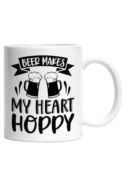 INOVATIX Personalized white mug, Beer makes my heart happy - alcohol drink, INOVATIX®. 330ml