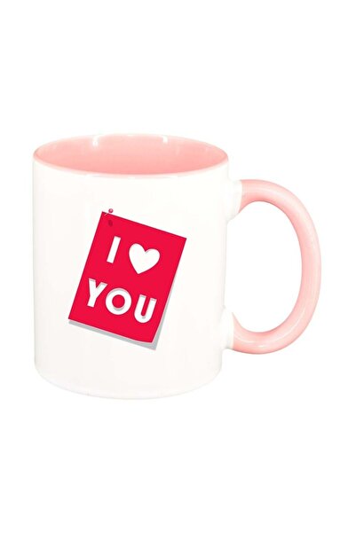 INOVATIX Εξατομικευμένη λευκή κούπα, Love, ροζ εσωτερικό, D393, INOVATIX®. 330ml