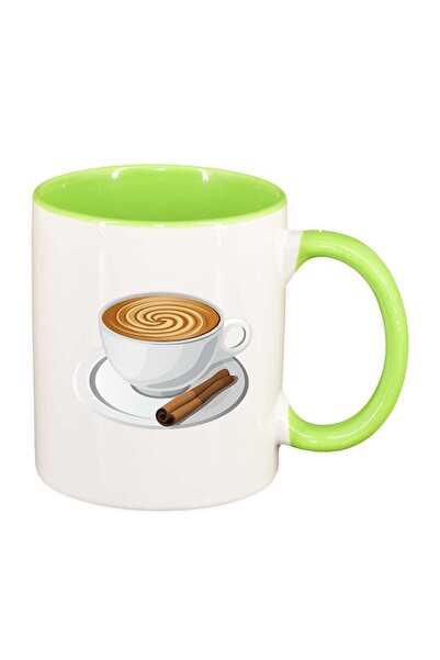 INOVATIX Εξατομικευμένη λευκή κούπα, καφές, ανοιχτό πράσινο εσωτερικό, D412, ...