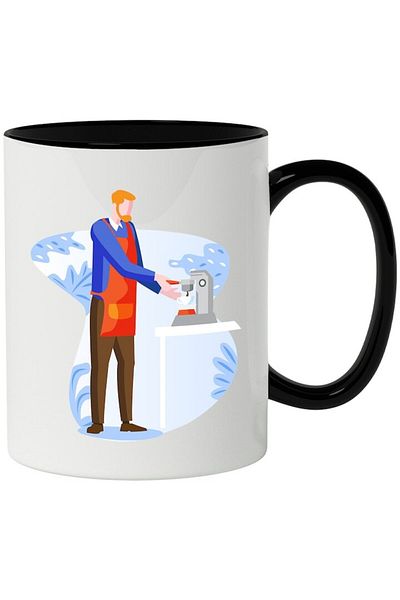 INOVATIX Personalized white mug, Coffee Maker, Barista, Coffee, with Black Handle, INOVATIX®. 330ml
