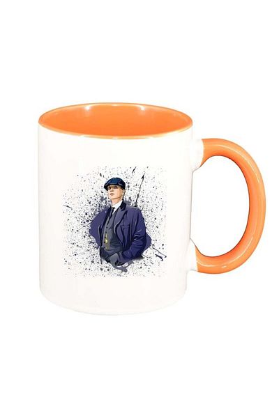 INOVATIX Personalized white mug, Peaky Blinders, orange interior, D1308, INOVATIX®. 330ml