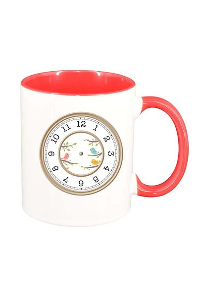 INOVATIX Personalized white mug, Clock, dark red interior, D969, INOVATIX®. 330ml