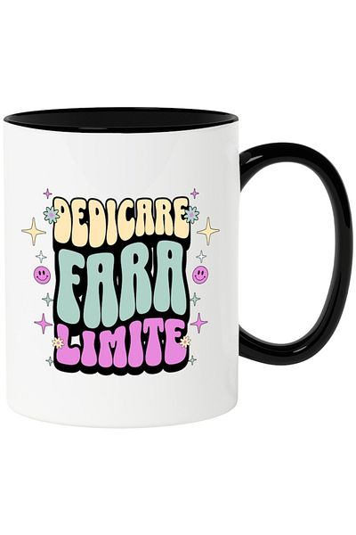 INOVATIX Personalized white mug, Dedication Without Limits, with Black Handle, INOVATIX®. 330ml