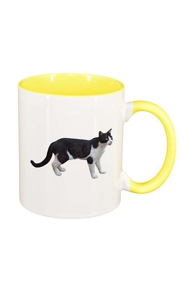 INOVATIX Personalized white mug, Cat, yellow interior, D958, INOVATIX®. 330ml