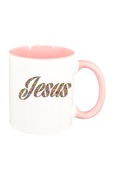 INOVATIX Personalized white mug, Christ, pink interior, D1098, INOVATIX®. 330ml
