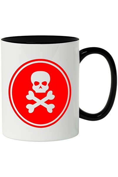 INOVATIX Cana alba personalizata, Semn, Cranii, Cerc, cu Maner Negru, INOVATI...