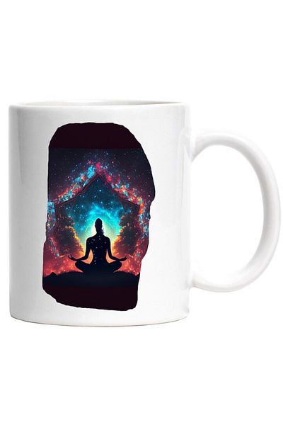 INOVATIX Personalized white mug, Meditation, Universe, Space, Yoga, Stars, INOVATIX®. 330ml