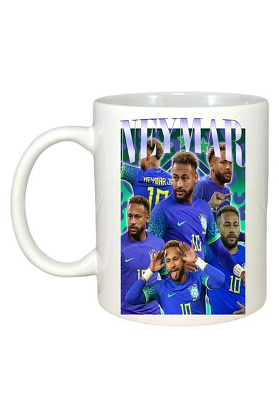 INOVATIX Personalized White Mug, Neymar 10 Blue, White Handle and Interior, ®. 330ml