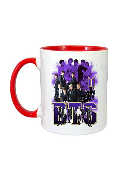 INOVATIX Cana Alba Personalizata, Formatia/trupa Bts 1, Maner Si Interior Rosu, ®. 330ml