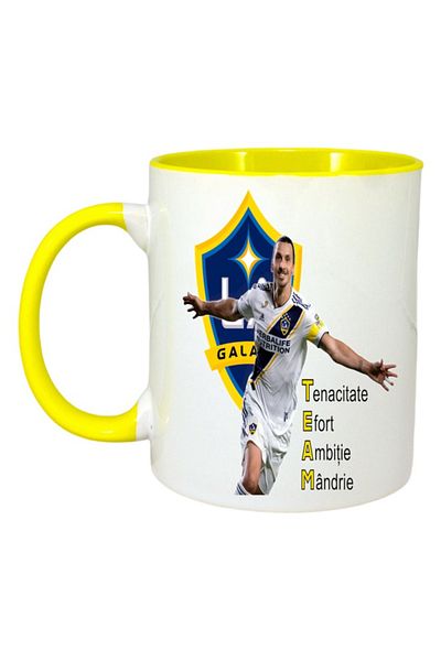 INOVATIX Cana Alba Personalizata, Zlatan Ibra Team, Maner Si Interior Galben, ®. 330ml