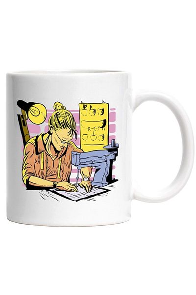 INOVATIX Personalized white mug, Seamstress, Sewing Machine, Light, Lamp, Hobby, INOVATIX®. 330ml