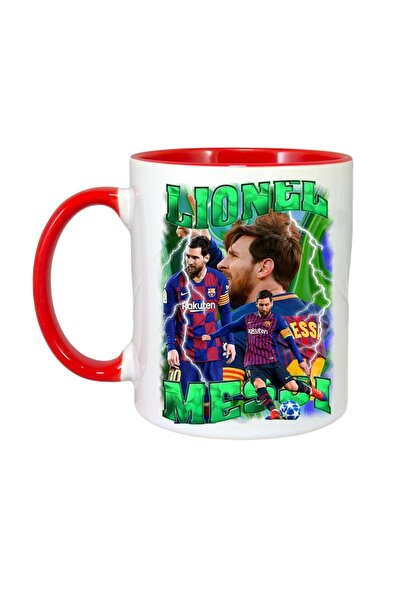 INOVATIX Cana Alba Personalizata, Lionel Messi Ball, Maner Si Interior Rosu, ®. 330ml