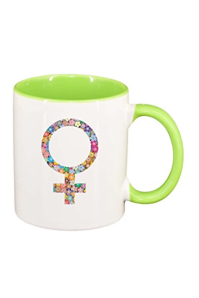 INOVATIX Cana alba personalizata, FLowery Gender Sign, interior verde deschis...