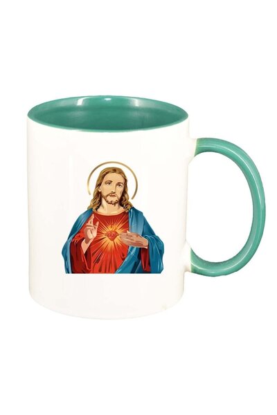 INOVATIX Cana Alba personalizată, Jesus, interior verde, D371, INOVATIX®. 330ml