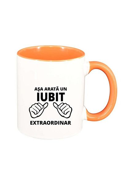 INOVATIX Personalized white mug, Extraordinary, orange interior, D88, INOVATIX®. 330ml