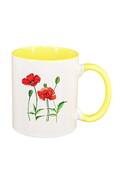 INOVATIX Cana alba personalizata, Poppy Flower, interior galben, D1371, INOVA...