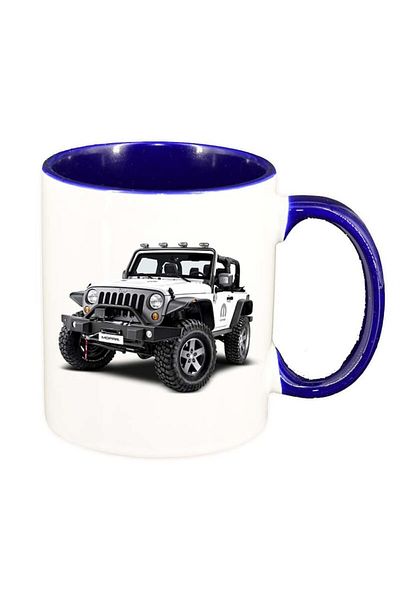 INOVATIX Personalized white mug, Jeep, dark blue interior, D17, INOVATIX®. 330ml