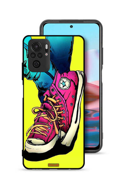 Tolwak Xiaomi Redmi Note 10 4G Protective Case Cover Canva Shoes Art