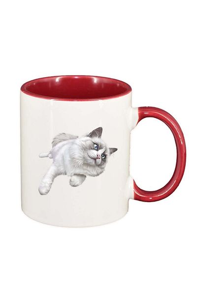 INOVATIX Personalized white mug, Cat, red interior, D422, INOVATIX®. 330ml
