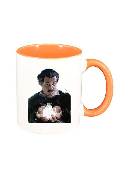 INOVATIX Персонализирана бяла чаша, Наркос - Пабло Ескобар, оранжева вътрешно...