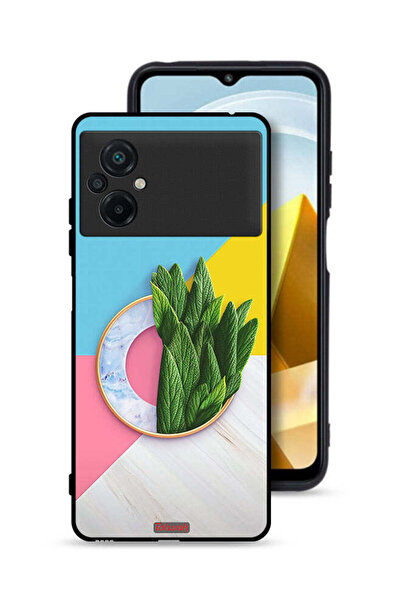 Tolwak Xiaomi Poco M5 4G Protective Case Cover Leaves Abstract Pattern