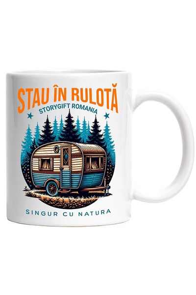 INOVATIX Personalized white mug, I'm in the caravan alone with nature adventure fresh air, INOVATIX®. 330ml