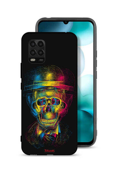 Tolwak غطاء حماية لهاتف شاومي مي 10 لايت 5G بتصميم جمجمة وقبعة ملونة وفن خيالي