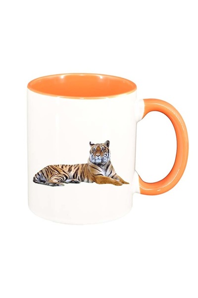 INOVATIX Cana alba personalizata, Tigru, interior portocaliu, D194, INOVATIX®...