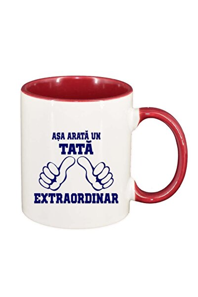 INOVATIX Cana alba personalizata, Extraordinar, interior rosu, D86, INOVATIX®...