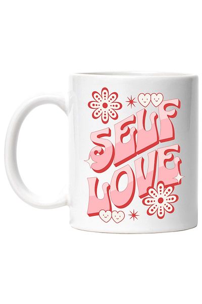INOVATIX Personalized white mug, Inspirational Message For Women Flowers Heart, Self Love, INOVATIX®. 330ml