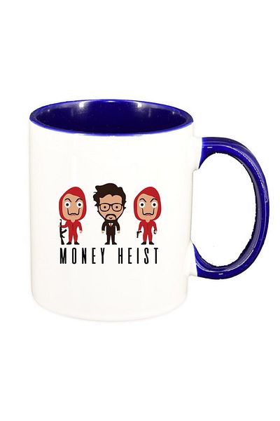 INOVATIX Personalized white mug, La Casa De Papel, dark blue interior, D1492, INOVATIX®. 330ml
