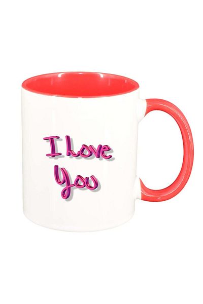 INOVATIX Cana alba personalizata, I Love You, interior rosu, D276, INOVATIX®. 330ml