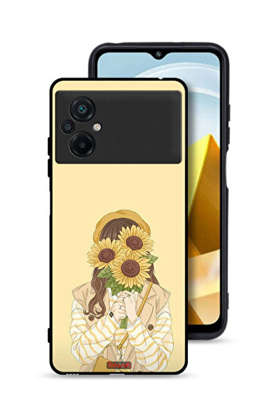 Tolwak غطاء حماية لهاتف Xiaomi Poco M5 4G بنقشة عباد الشمس وإخفاء الوجه