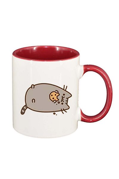 INOVATIX Personalized white mug, Emoji Cat, red interior, D1011, INOVATIX®. 330ml