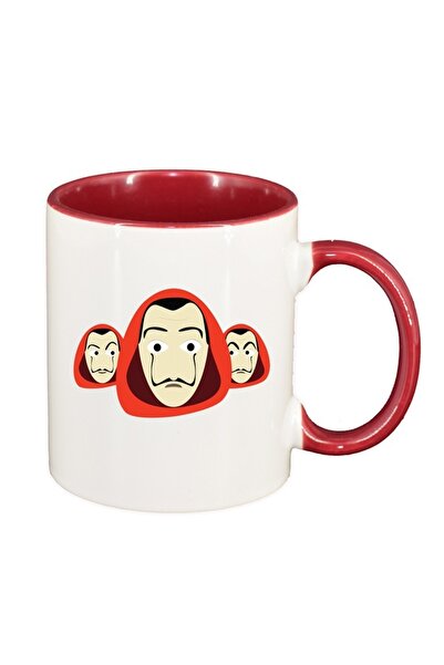 INOVATIX Персонализирана бяла чаша, La Casa De Papel, тъмночервена вътрешност...