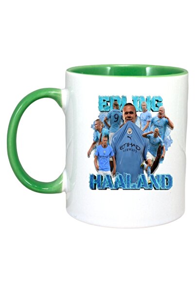 INOVATIX Εξατομικευμένη Λευκή Κούπα, Erling Haaland All Time, Πράσινη Λαβή κα...