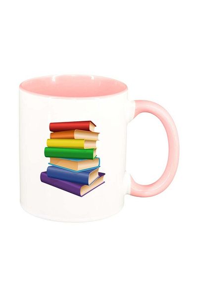 INOVATIX Personalized white mug, Book, pink interior, D241, INOVATIX®. 330ml
