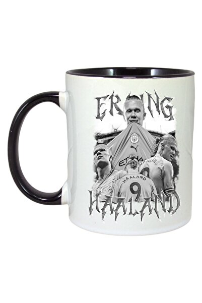 INOVATIX Εξατομικευμένη Λευκή Κούπα, Erling Haaland, Μαύρη Λαβή και Εσωτερικό...