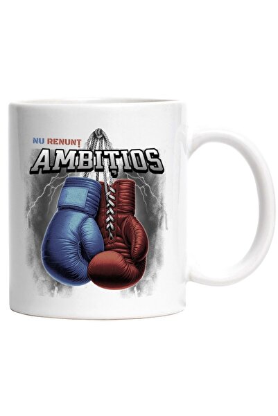 INOVATIX Cana alba personalizata, Manusi de box atarnat motivational nu renun...