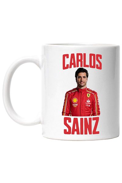 INOVATIX Personalized white mug, Carlos Sainz professional formula 1 speed racing, INOVATIX®. 330ml