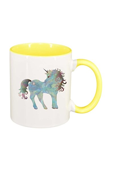 INOVATIX Cana alba personalizata, Drawn Unicorn, interior galben, D997, INOVA...